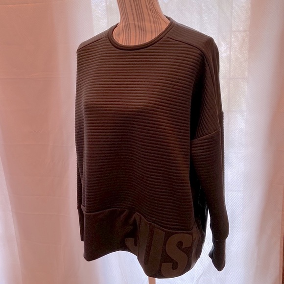 Nike Dri-Fit Black Ribbed Crew Neck Lg Pullover JUST DO IT Sweater - Picture 9 of 14